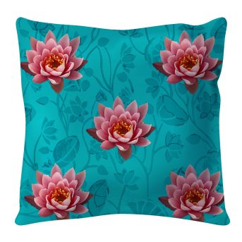 turquoise lotus cushion